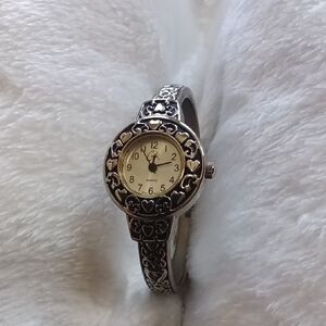 Elegant Silver and Black Rhinestone Watch